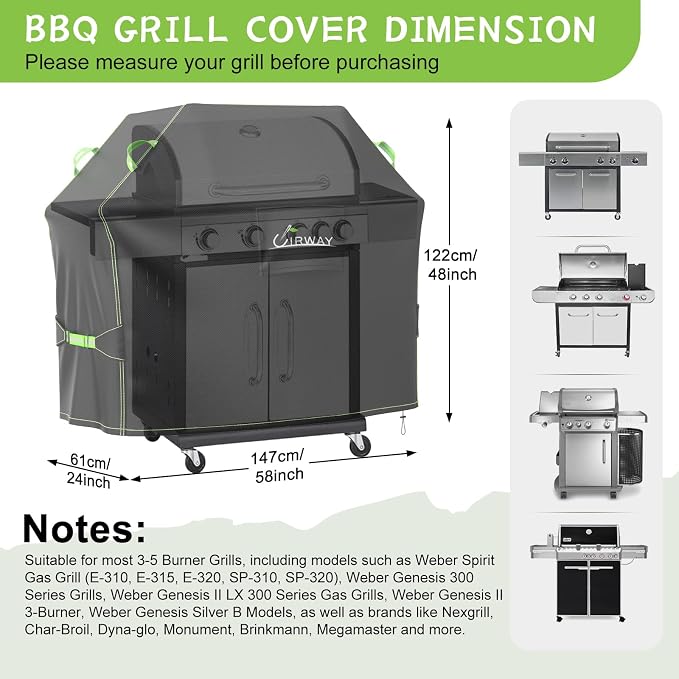 UIRWAY Gas Grill Cover 58 Inch, Waterproof, UV & Fade Resistant BBQ Grill Cover - Image 2