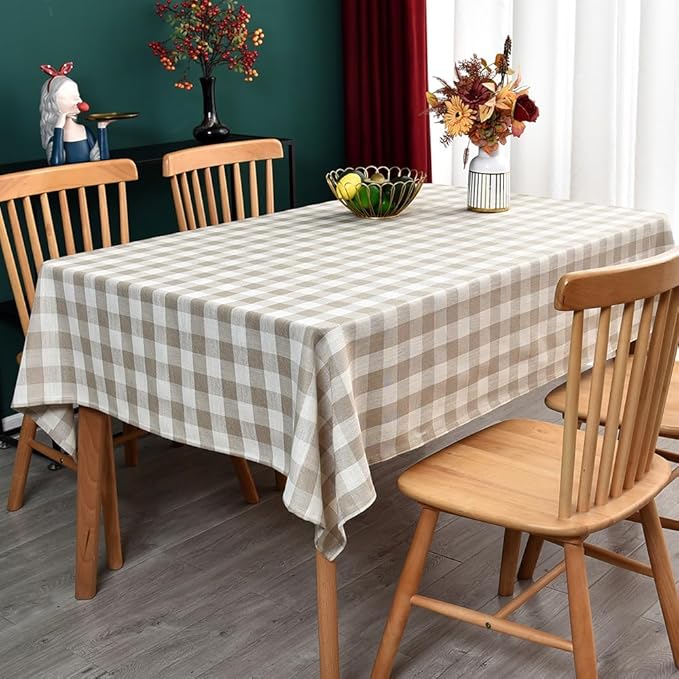 Gingham Tablecloth Rectangle Table Cloth Heavy Duty Cotton Checkered Table Cover - Image 6