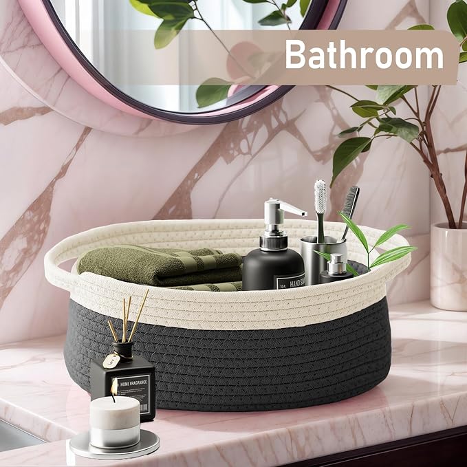 Woven Basket, Small Rope Storage Bin - Image 8