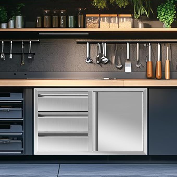 Outdoor Kitchen Drawer Combo, BBQ Access Trash Drawer Combo - Image 2