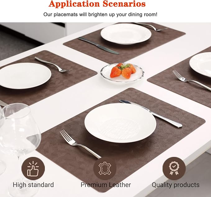 Vinyl Placemats Set of 4 Heat Resistant Easy Clean Non-Slip Place Mats - Image 2