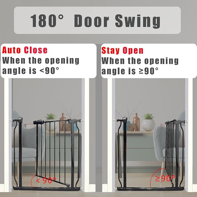 Walk Through Baby & Dog Gate 34-38.5 Inch, Auto Close, Tension Mounted Indoor - Image 3