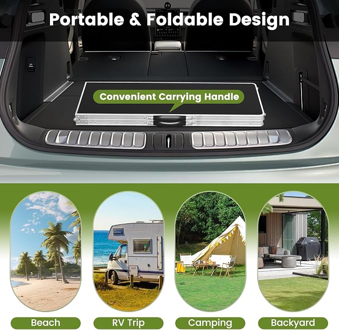 GOFLAME Folding Camping Table, Aluminum Portable Picnic Table w/ 2-Tier Open - Image 6