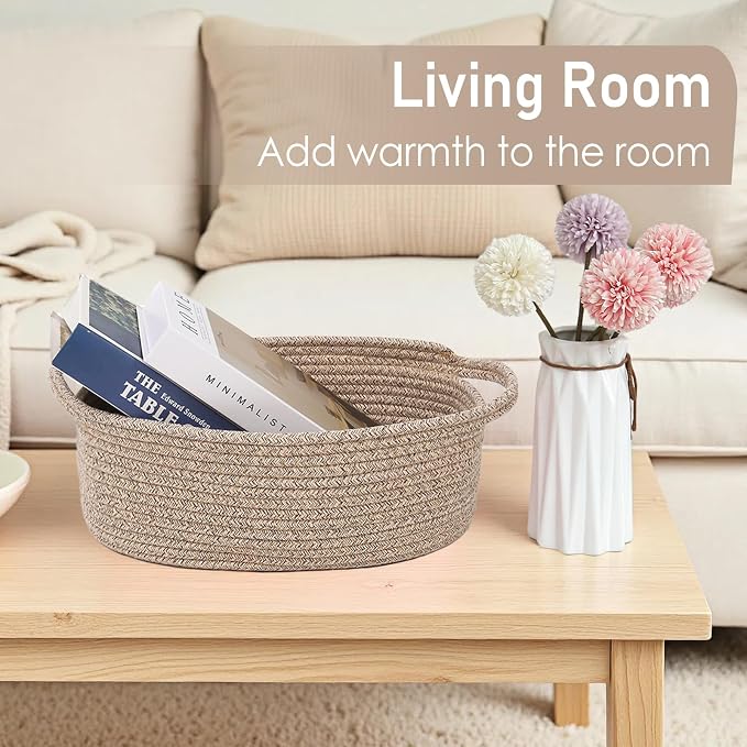 Woven Basket, Small Rope Storage Bin - Image 7