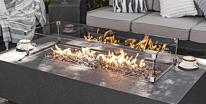 AMS Fireplace | Rectangular Fire Pit Glass Wind Guard - Image 4