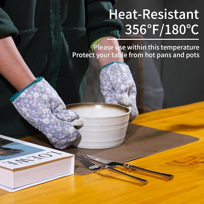 Cowhide Pattern Faux Leather Placemats Set of 6, Heat Resistant Non-Slip - Image 4