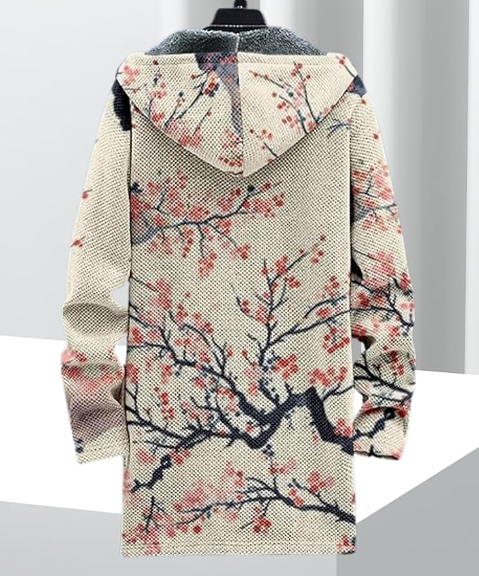 Men's Hooded Sweater Coat Knit Fleece Lined Long Cardigan Jacket - Image 2