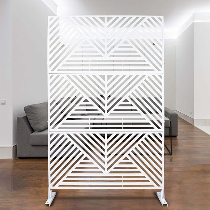 Outdoor Privacy Screen with Geometric Design – Metal Decorative Panel, - Image 4