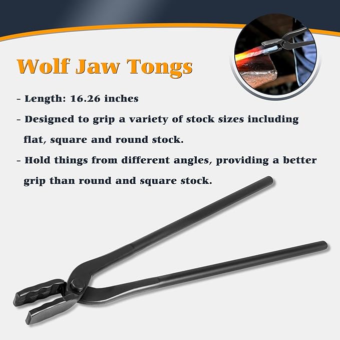 Knife Making Tongs Set, V-Bit Blade Tongs, 4-Piece, Black Steel