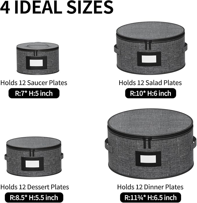 Aokeyee 4 Pcak China Storage Containers, Hard Shell Plates Storage Box - Image 2