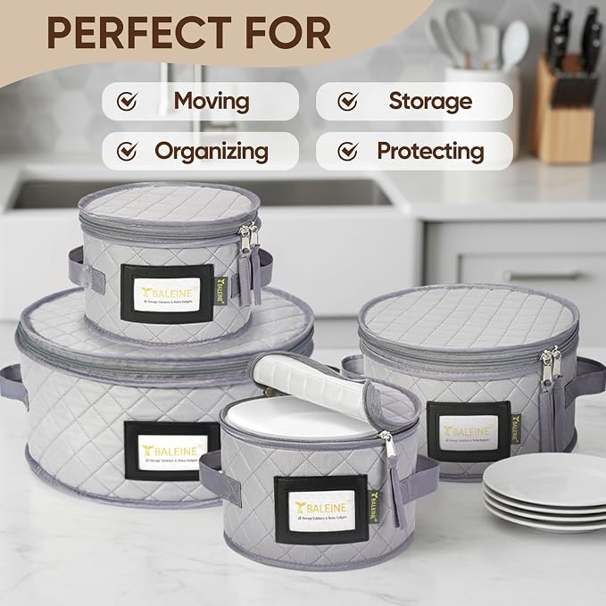 BALEINE China Storage Containers, Sturdy Quilted Wine Glass Storage, Plate - Image 7