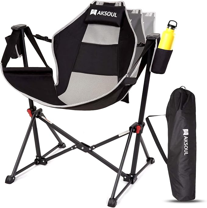 Camping Chair Swinging Hammock Style with Aluminum Frame in Classic Black