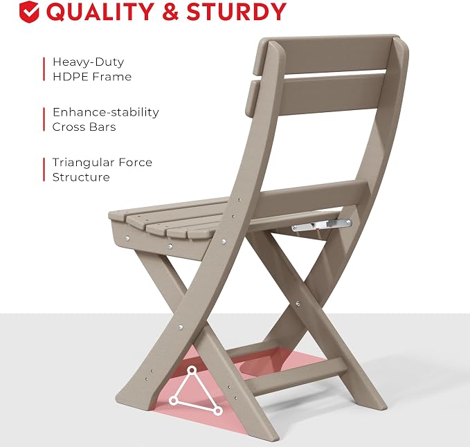Costaelm Paradise 3-Piece Outdoor HDPE Folding Patio Bistro Table and Chairs - Image 8