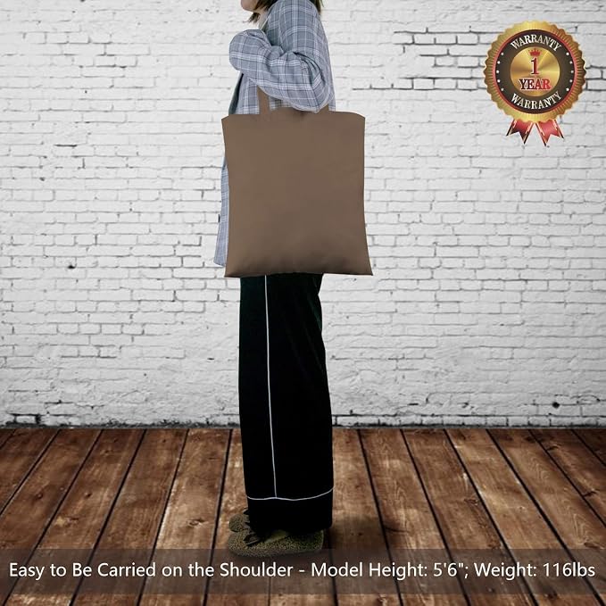 TOPDesign 24-Pack Economical 16"x15" Brown Cotton Tote Bag, Lightweight Medium - Image 2