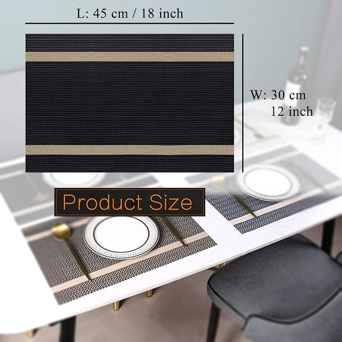 PIGCHCY Luxurious Placemats Set of 8, 18 x 12 inches Elegant Placemats Non-Slip - Image 2