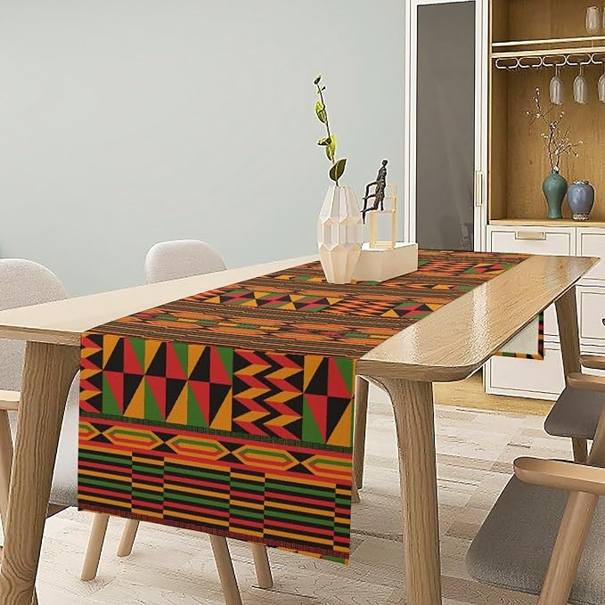African Table Runner, Kwanzaa Black History Month Kente National Table Runner - Image 3
