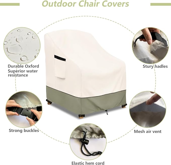 Outdoor Chair Covers 4 Pack 37 W x 40 D x 36 H inches, 600D Heavy Duty - Image 4