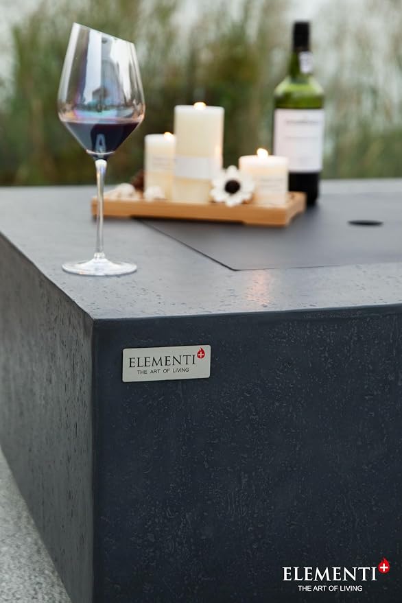 Elementi+ | Bergen Gas Fire Pit Cast Concrete 40" Square Fire Table, Outdoor - Image 5