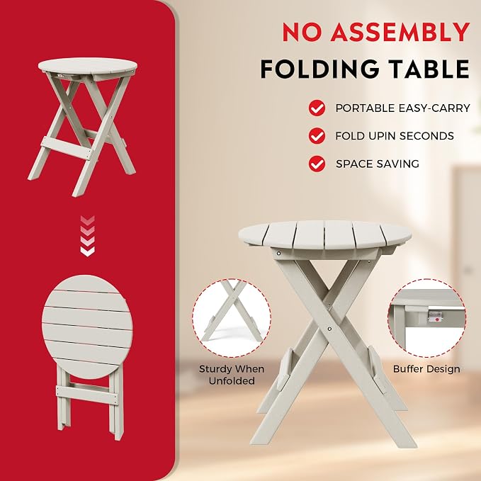 Costaelm Paradise 3-Piece Outdoor HDPE Folding Patio Bistro Table and Chairs - Image 5