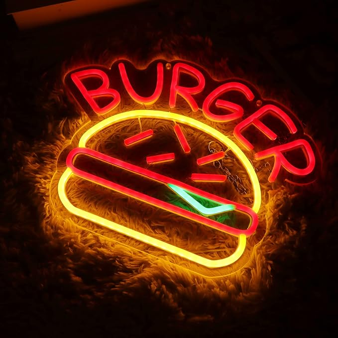 JFLLamp BURGER Neon Signs for Wall Decor Neon Lights for Bedroom Led Business - Image 2
