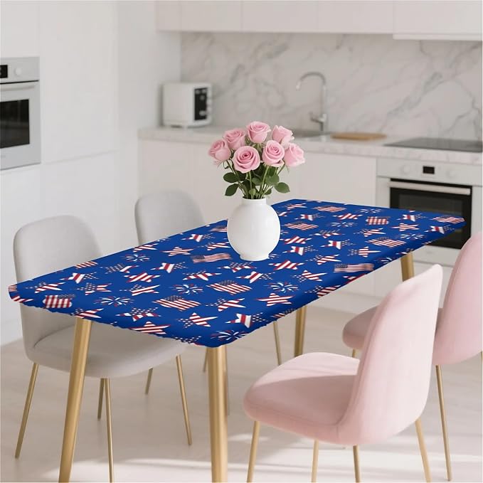 Rectangle Table Cloth Cover Waterproof Elastic Fitted Polyester Fitted - Image 7