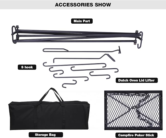 REDCAMP Swing Campfire Grill Stand - Image 4