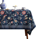 patdrea Designer Dark Blue Linen Rectangular Tablecloth, Vintage Navy French by Welcometopatdrea