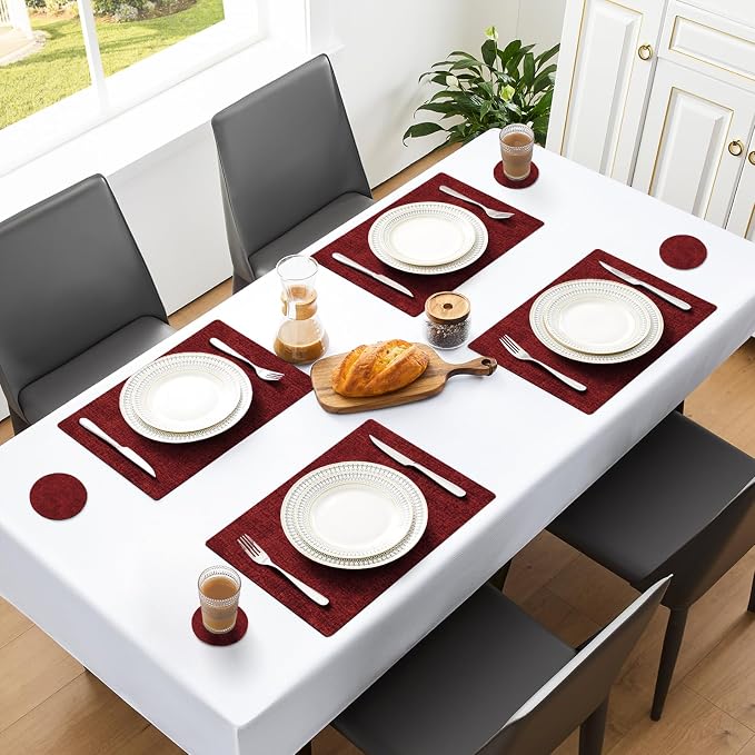 MOSAYT Faux Leather Placemats Set of 12, Heat Resistant Vinyl Place Mats - Image 6