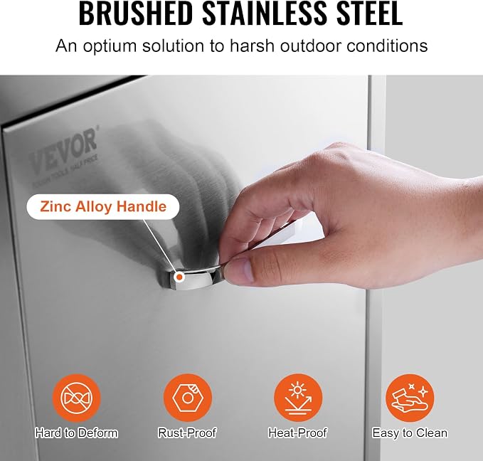 VEVOR Outdoor Kitchen Trash Drawer 17.7W x 25H x 22.8D Inch, Stainless Steel - Image 6