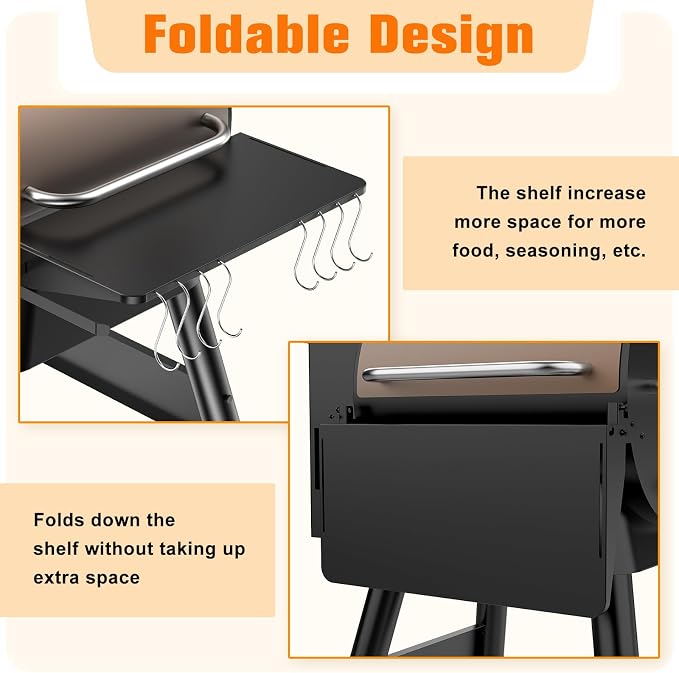 Folding Shelf for Traeger Pellet Grills, BAC362 Pellet Front Shelf - Image 3