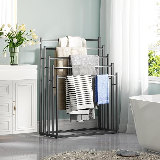 Honiter Towel Racks for Bathroom, 5 Tier Wide Towel Drying Rack Outdoor - Image 2