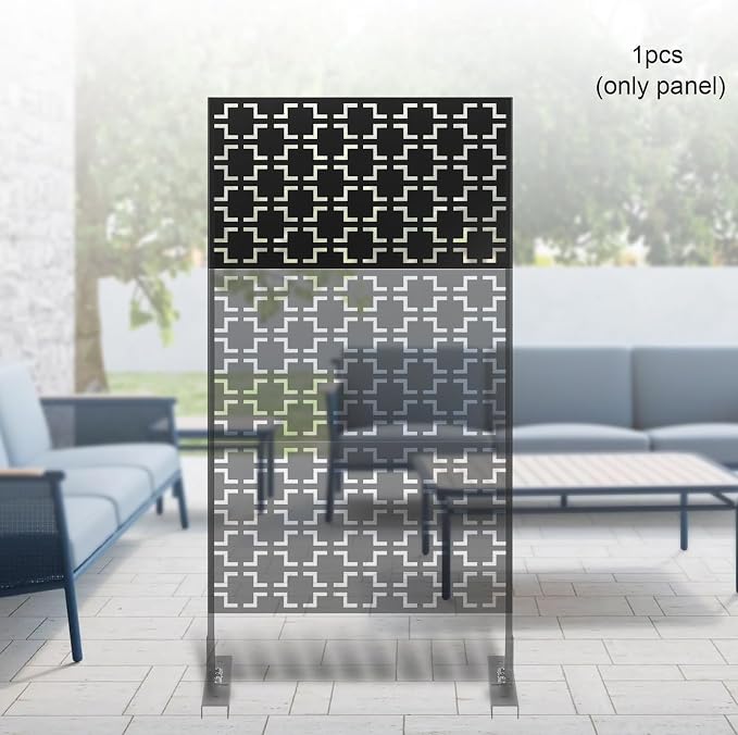 Metal Outdoor Privacy Screen, Freestanding Outdoor Divider Decorative Privacy - Image 3