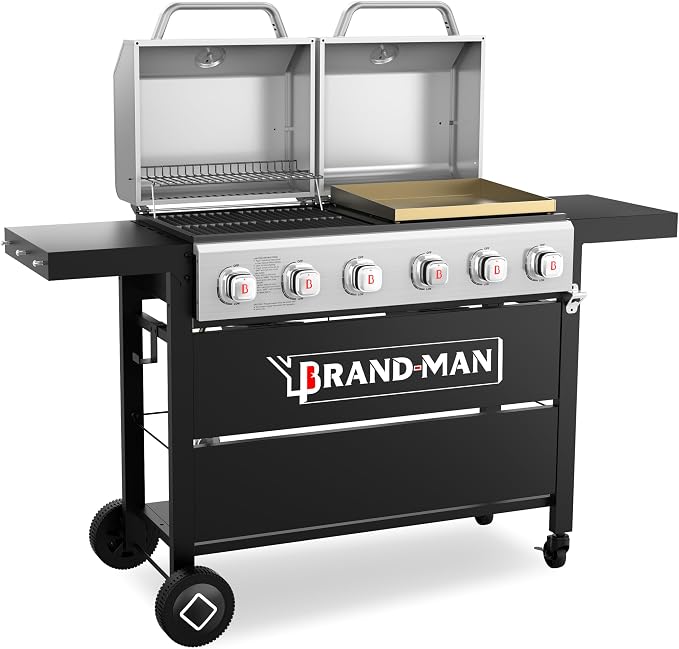 Brand-Man Griddle Grill Combo 6-Burner, 2 in 1 Versatile Propane Gas Grill and by Brand-ManGrills