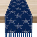Starfish Table Runner, Summer Coastal Navy Blue Nautical Tropical Rustic by Unknown