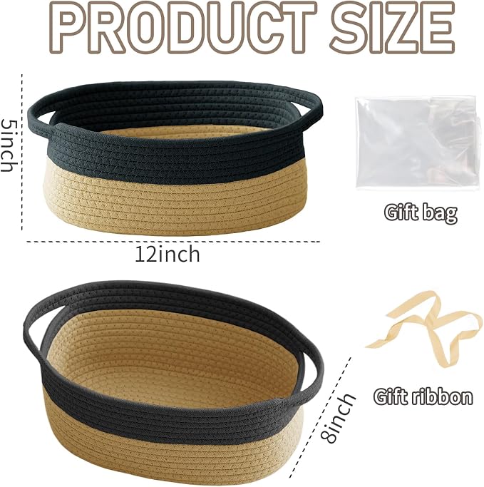 Woven Basket, Small Rope Storage Bin - Image 2