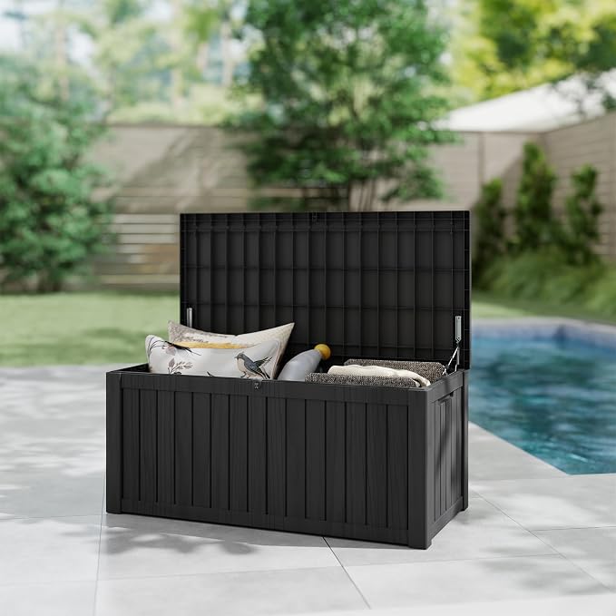 150 Gallon Resin Deck Box, Waterproof Outdoor Storage Box, Lockable - Image 6