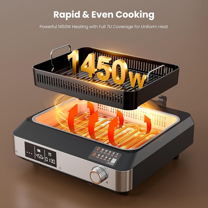 Kismile 2-in-1 Griddle and Indoor Grill, Electric Smokeless Grill - Image 5