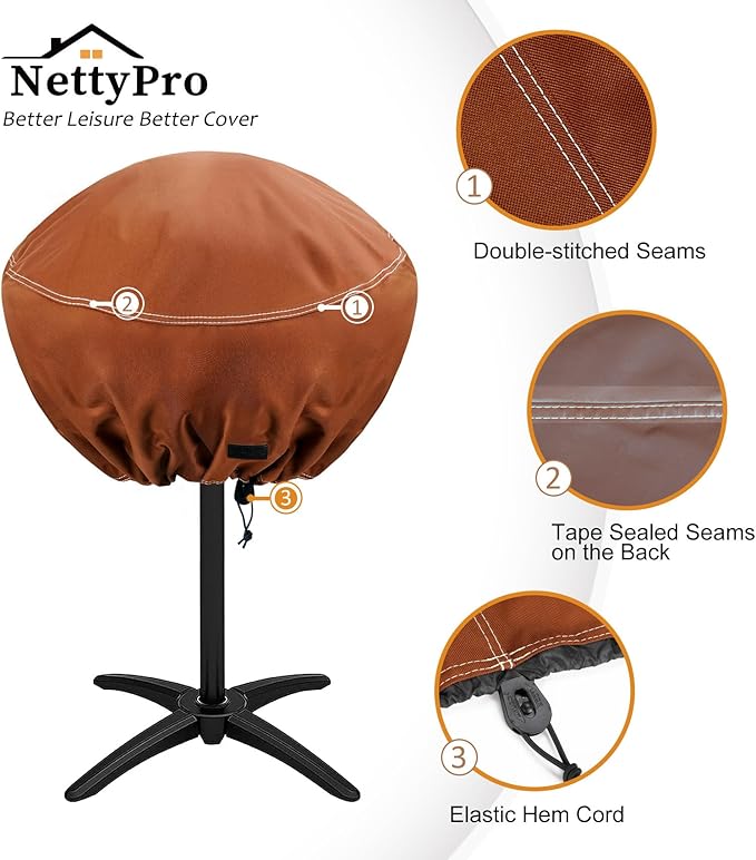 NettyPro Round Grill Cover Waterproof Heavy Duty Outdoor Indoor Electric - Image 5