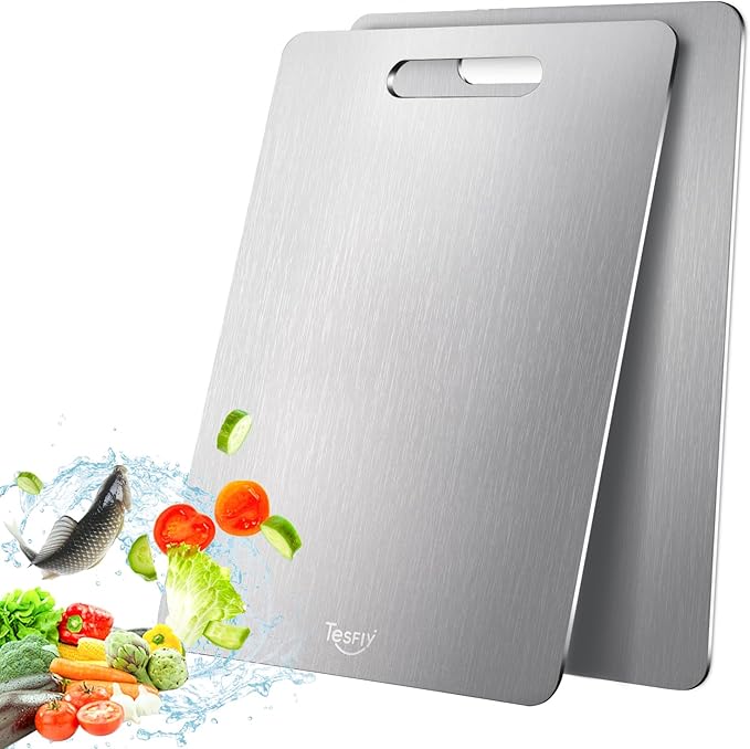 2 Pack Titanium Cutting Board-100% Pure Titanium Cutting Boards by TESFLY