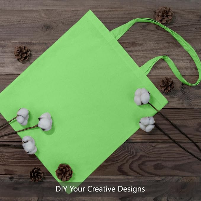 TOPDesign 24-Pack Economical 16"x15" Baby Green Cotton Tote Bags, Lightweight - Image 4