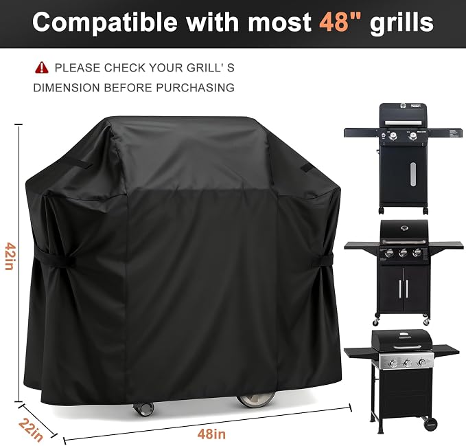 LBTING Grill Cover, 48-inch Heavy Duty 300D Oxford Waterproof Windproof UV - Image 2