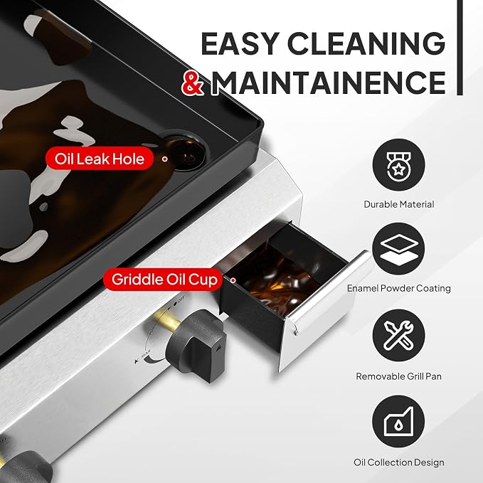 ROVSUN 2 Burner Foldable Propane Griddle - Image 5