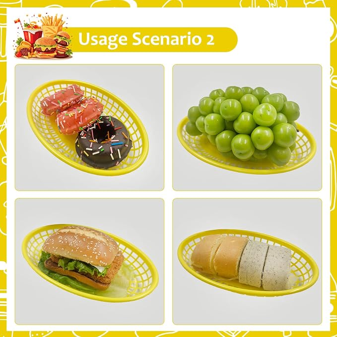 20 Pack Plastic Fast Food Baskets, 8.8" × 5.5" Small Oval Restaurant Serving - Image 5