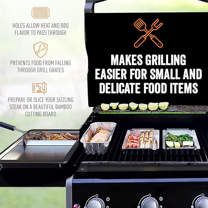 Yukon Glory™ BBQ 'N SERVE Premium Set, Includes 3 Grill Baskets, Serving Tray - Image 3