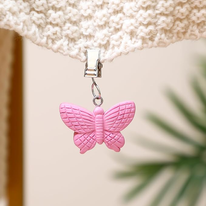 TwoFish Home Set of 4 Pink Butterfly Tablecloth Weights Clips Pink Butterfly - Image 2
