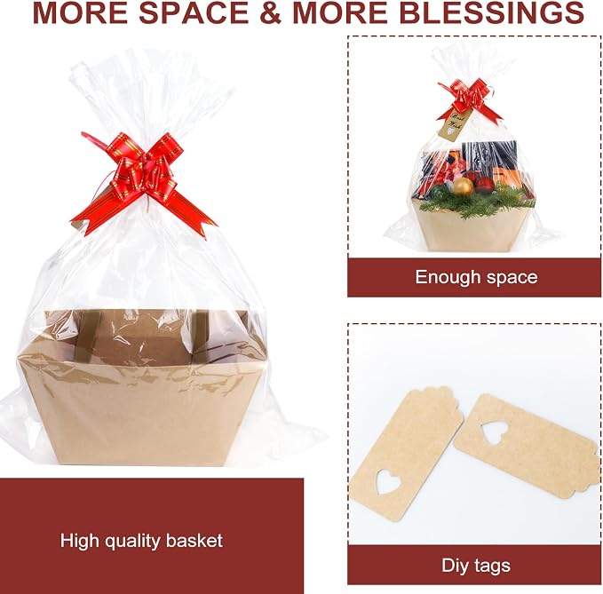 Bigger Baskets for Gifts Empty, 6 Pack Sturdy Kraft Basket - Image 3