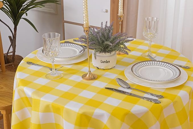 2 Pack Waterproof Polyester Fabic Round Checkered Tablecloth，60 Outdoor Table - Image 8