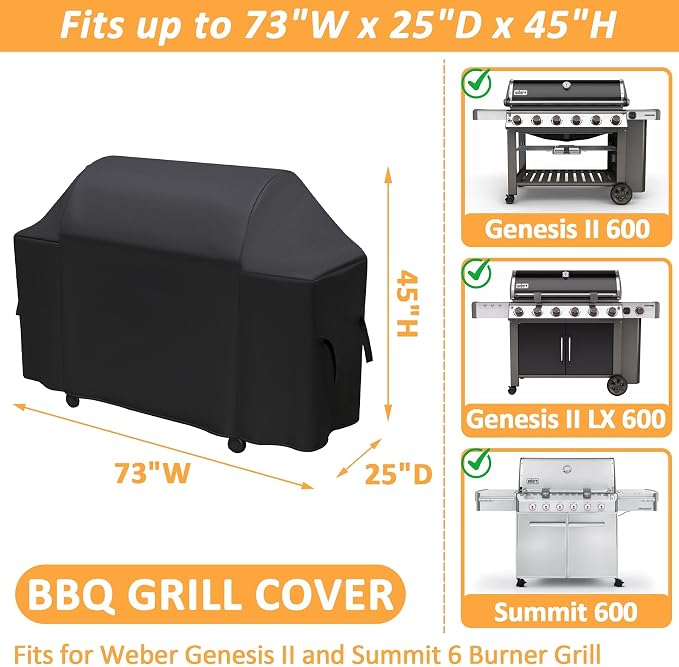 73 Inch Grill Cover for Weber Summit 600 Series Grill, Waterproof Large BBQ - Image 2