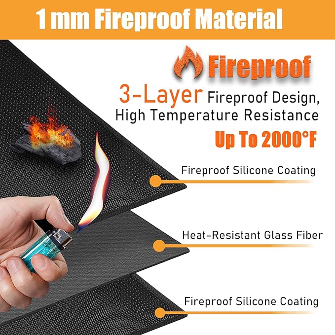 Grill Floor Mat 80 x 48 in Fiberglass, Fireproof and Oilproof