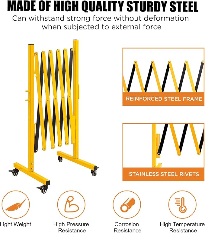 TECSPACE Industrial Expandable Metal Barricade, Expansion Size 8.2 FT, Durable - Image 3
